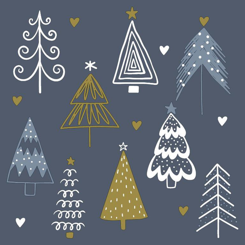 Visuel 1 du produit 20 serviettes 3 plis Fun trees Blue - 33 x 33 cm