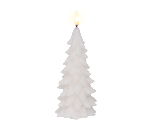 Visuel 1 du produit Bougie sapin blanc imitation cire à LED blanc chaud pour intérieur - Ø 8 x H 19,3 cm