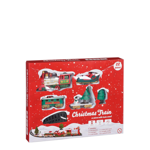 Visuel 1 du produit Train rouge 22 pièces sur piles - 96 x 8 cm