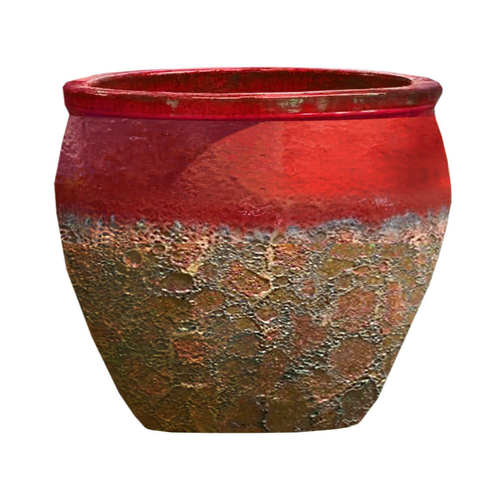 Visuel 1 du produit Cuvier en grès émaillé old rouge Decolines Leon - Ø 50 x H 49 cm