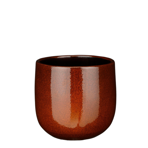 Visuel 1 du produit Pablo pot rond coloris marron en céramique - Ø 21 x 19 cm