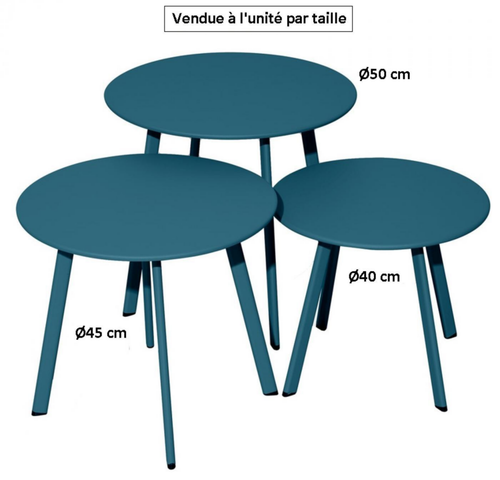 Visuel 2 du produit Table basse d'appoint bleue, en acier époxy, PROLOISIRS Massai - Ø45cm