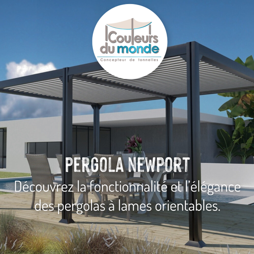 Capture vidéo du produit Pergola bioclimatique autoportante en aluminium coloris gris anthracite modèle Newport Couleurs du monde - 3 x 4 x 2,30 m