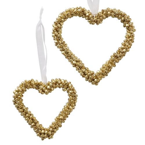 Visuel 1 du produit Pendentif décoratif forme cœur en métal or Glöckchen petit modèle - 12 x 2 x 12 cm