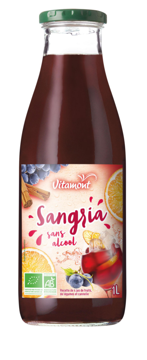 Visuel 1 du produit Sangria sans alcool Bio en bouteille de verre Vitamont - 1 litre