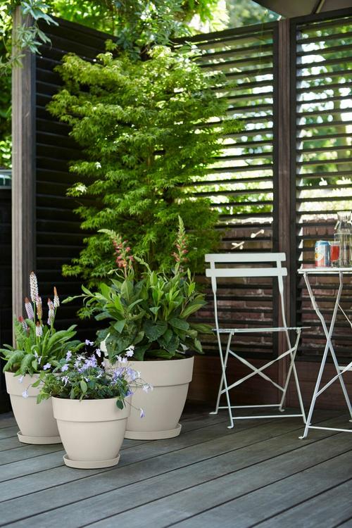 Visuel 6 du produit Pot rond en plastique recyclé coloris blanc soie Elho Vibia Campana - Ø 40 x H 33,4 cm