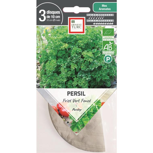 Visuel 1 du produit Graines présemées de Persil vert frisé bio Ernest Turc - 3 ronds de 10 cm