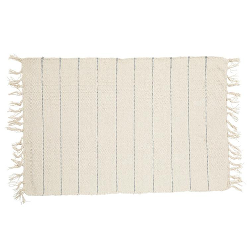 Visuel 2 du produit Tapis en coton frangÃ© beige et noir 90x60 cm