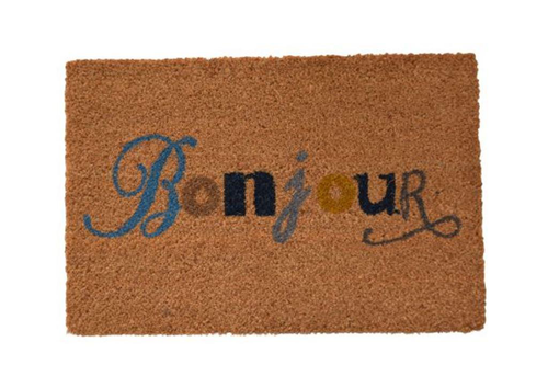 Visuel 1 du produit Tapis brosse coco marron imprimé couleur Bonjour Sweetsol - 60 x 40 cm