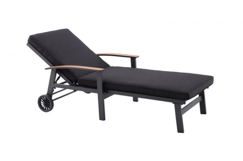Visuel 1 du produit Bain de soleil anthracite et accoudoirs en teck, Aluminium - CREADOR Berlin