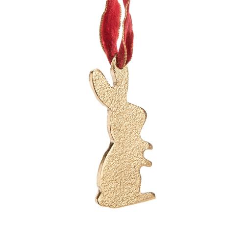 Visuel 1 du produit Suspension lapin en aluminium doré - 5,5 x 10 cm