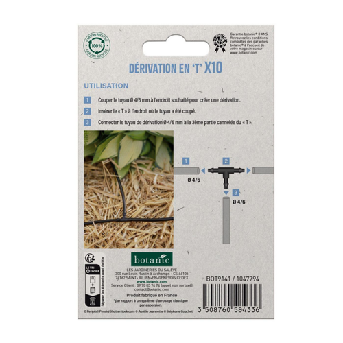 Visuel 2 du produit 10 tés cannelés pour tuyau Ø 4/6 mm botanic® - Arrosage goutte à goutte