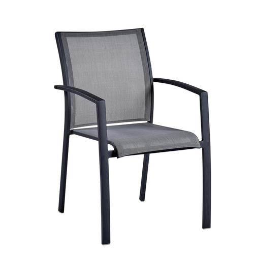 Visuel 1 du produit Fauteuil de jardin coloris gris en aluminium et textilène Carlina - 63 x 56 x 86,5 cm