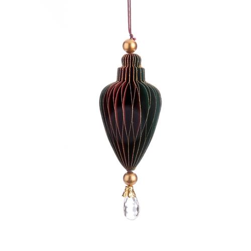 Visuel 1 du produit Suspension goutte en papier vert et bordeaux - 9 cm