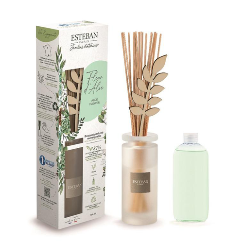 Visuel 1 du produit Bouquet parfumé et sa recharge Fleur d'aloe Esteban - 100 ml