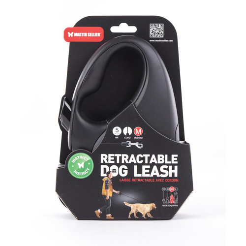 Visuel 1 du produit Laisse rétractable noire Instinct Cordon - taille M