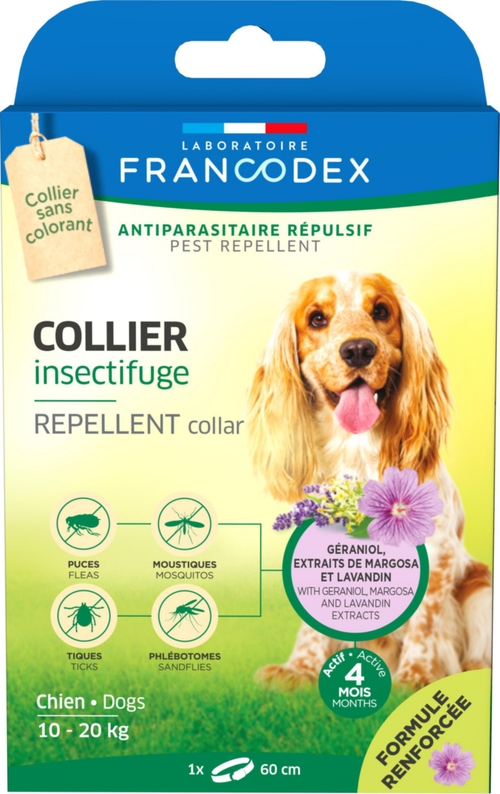 Visuel 1 du produit Collier insectifuge pour chien de 10 à 20 kg coloris blanc Francodex - Ø 60 cm