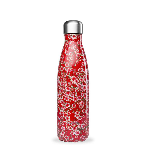 Visuel 1 du produit Bouteille isotherme Qwetch en inox Flowers rouge 500 ml