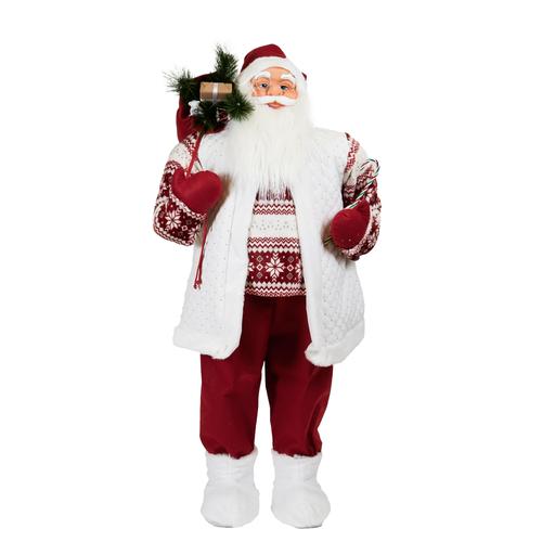 Visuel 1 du produit Père Noël décoratif Rubineige avec sa hotte en polyester coloris rouge et blanc - H 120 cm