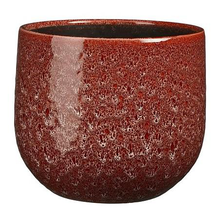 Visuel 1 du produit Cache-pot rond en céramique rouge Paola - Ø 25 x H 20 cm