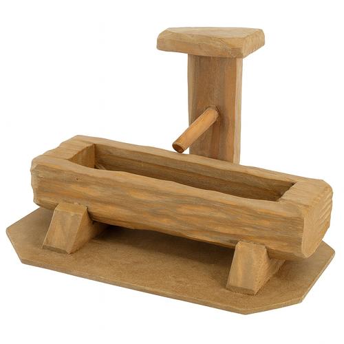 Visuel 1 du produit Décoration pour village de Noël fontaine tyrolienne en bois coloris marron - 16,5 x 15 x 10 cm