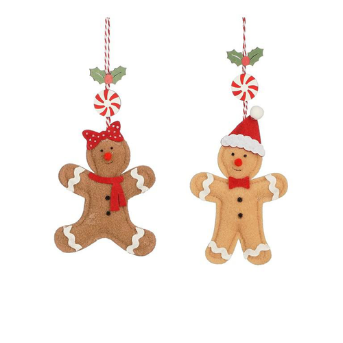 Visuel 1 du produit Décoration à suspendre bonhomme pain d’épices marron - 14 x 9 cm
