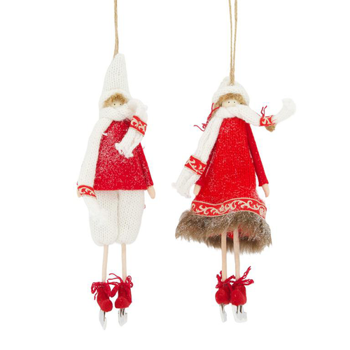 Visuel 1 du produit Figurine à suspendre skieur rouge et crème XL - 11 x 4 x 22 cm