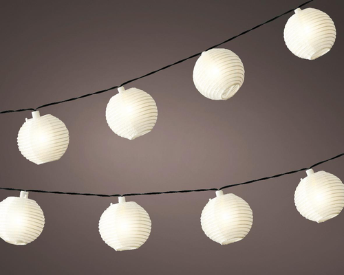 Visuel 1 du produit Guirlande de lampions 10 LED coloris blanc chaud - 4,5 m
