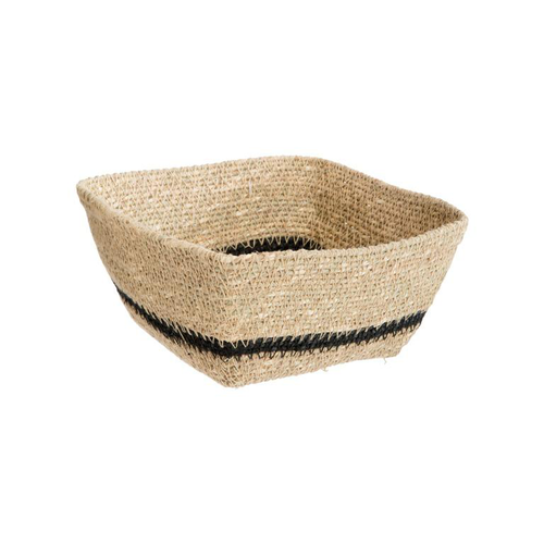 Visuel 1 du produit Corbeille carrée en osier naturel avec une ligne noire petit modèle - 18 x 18 x 8 cm