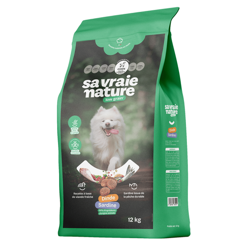 Visuel 1 du produit Croquettes chien adulte maxi dinde sardine Sa Vraie Nature - 12 kg