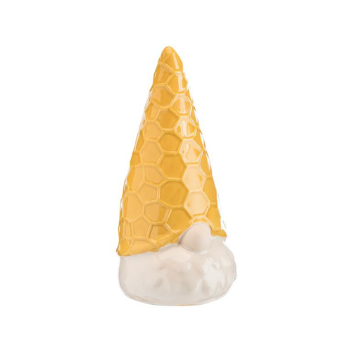 Visuel 1 du produit Gnome à poser en céramique à bonnet alvéolé jaune miel - 9,5 x 10 x 20 cm
