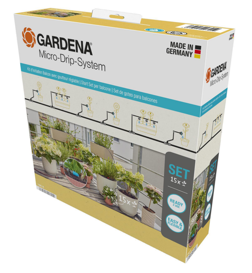 Visuel 1 du produit Kit d'initiation pour balcon avec goutteur réglable coloris noir Gardena