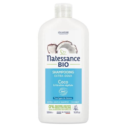 Visuel 1 du produit Shampooing extra-doux coco bio et kératine végétale Natessance - 500 ml