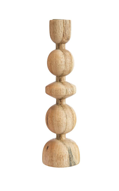 Visuel 1 du produit Chandelier boules coloris beige en bois de manguier - 8 x 8 x 29,5 cm