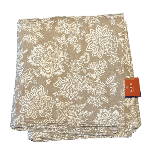 Visuel 1 du produit Nappe coloris lin naturel à motifs blancs en PE/coton Jacobean - 150 x 250 cm