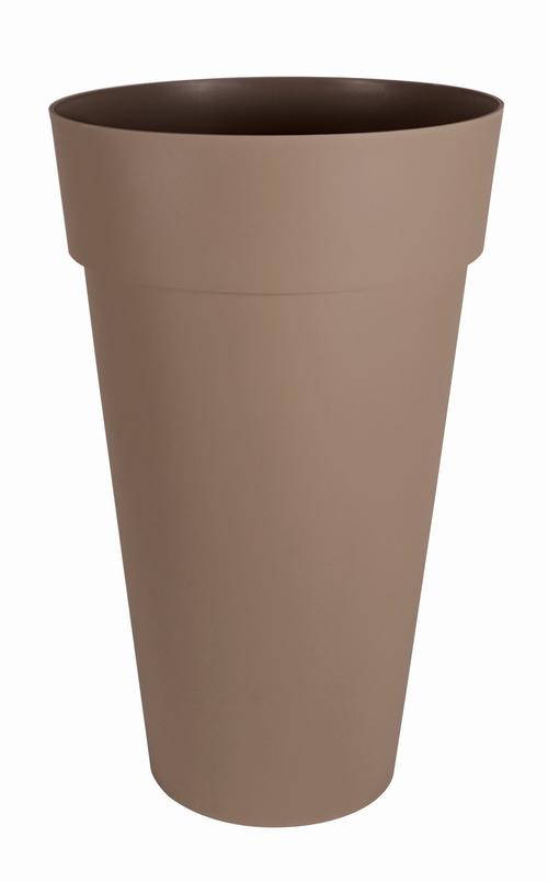 Visuel 1 du produit Pot rond en plastique coloris taupe EDA Toscane - Ø 48 x H 80 cm
