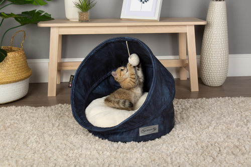 Visuel 9 du produit Grotte pour chat bleu Kensington Scruffs – Taille 44 x 44 x 48 cm