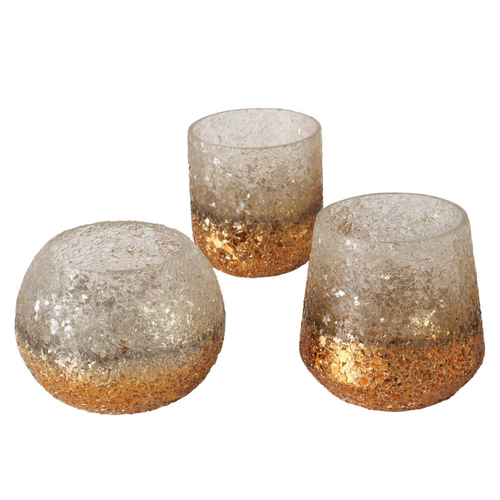 Visuel 1 du produit Photophore en verre Jaenna finition champagne et or rose - Ø 12 x H 10,5 cm