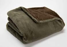 Visuel 1 du produit Plaid vert kaki en polyester Luxe - 130 x 170 cm