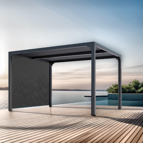 Visuel 2 du produit Pergola bioclimatique coloris gris en aluminium - 3,6 x 3 m
