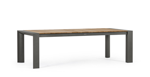 Visuel 1 du produit Table avec allonges Capucine coloris bois en aluminium et teck - 253/319/384 x 110 cm