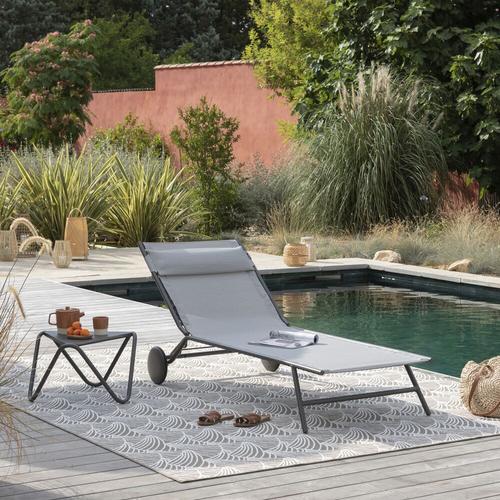 Visuel 6 du produit Bain de soleil Miami II Lafuma coloris gris structure en acier et toile en Batyline® - 77 x 184 x 76 cm