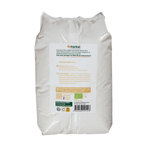 Visuel 2 du produit Farine de blé blanche pâtissière T55 bio en sac de 1 kg