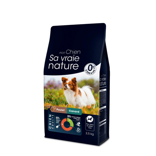 Visuel 1 du produit Croquette pour chien adulte de petite race canard poulet Sa vraie nature - 2,5 kg
