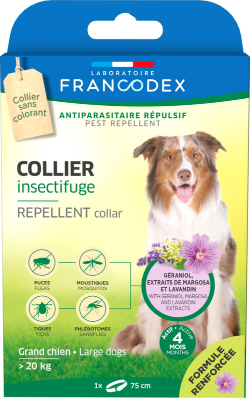 Visuel 1 du produit Collier insectifuge pour grand chien de plus de 20 kg coloris blanc Francodex - Ø 72 cm