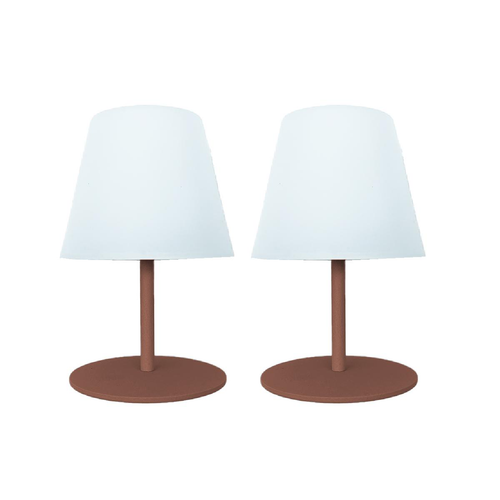 Visuel 1 du produit Lot de 2 lampes IP54 coloris marron effet blanc chaud en métal Batimex - Ø 10 x 16 cm