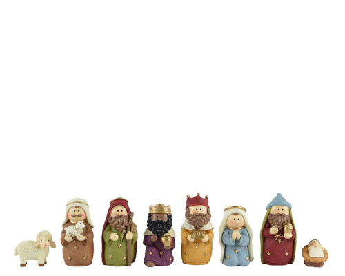 Visuel 1 du produit Ensemble de 8 personnages de nativité enfantine -  9,5 cm