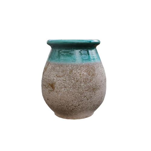 Visuel 1 du produit Jarre provençale en terre claire émaillée turquoise Poterie Goicoechea - Ø 33 x H 45 cm