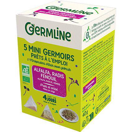 Visuel 1 du produit Mini germoirs alfalfa radis fenouil en boîte Germline - 5 x 8 g