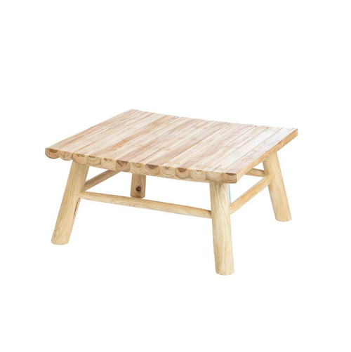 Visuel 1 du produit Table basse carrée coloris beige en teck - 80 x 80 x 40,5 cm